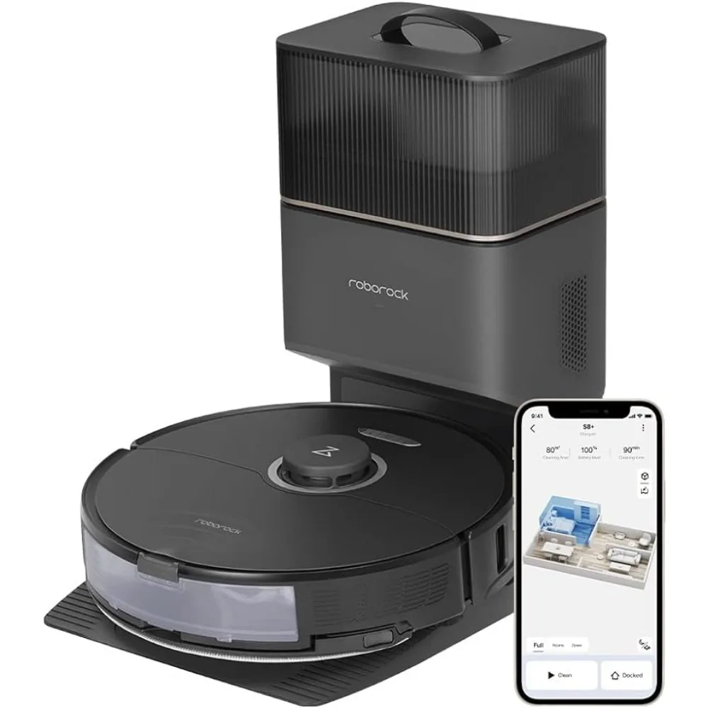 

roborock S8+ Robot Vacuum, Sonic Mop with Self-Empty Dock, Stores up to 60-Days of Dust, Auto Lifting Mop