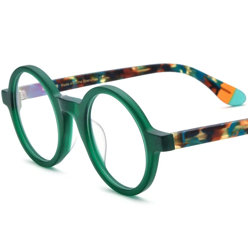 

19270 Fashion Colored Women Glasses Frames Handmade Acetate Round Design Optical Eyewear for Men with Myopia Reading Eyeglasses
