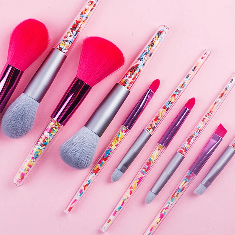 5/8pcs Mini Makeup Brushes Soft Eyeshadow Powder Blush Eyebrow Brush Set Candy Theme Small Cosmetic Tools