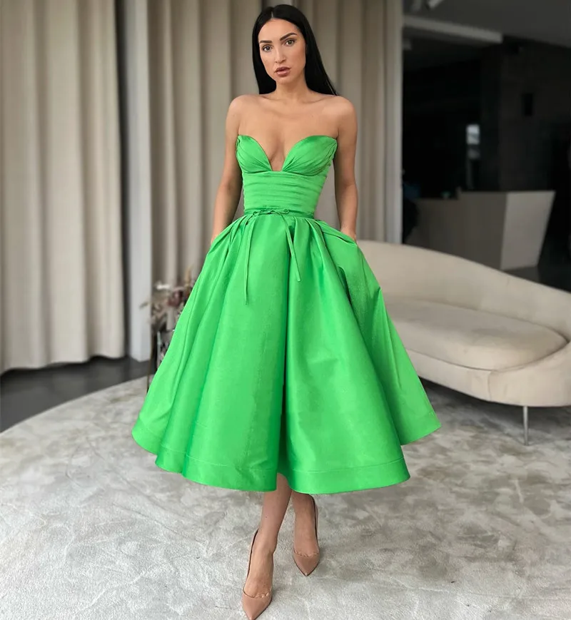 Green Satin Dresses for Women