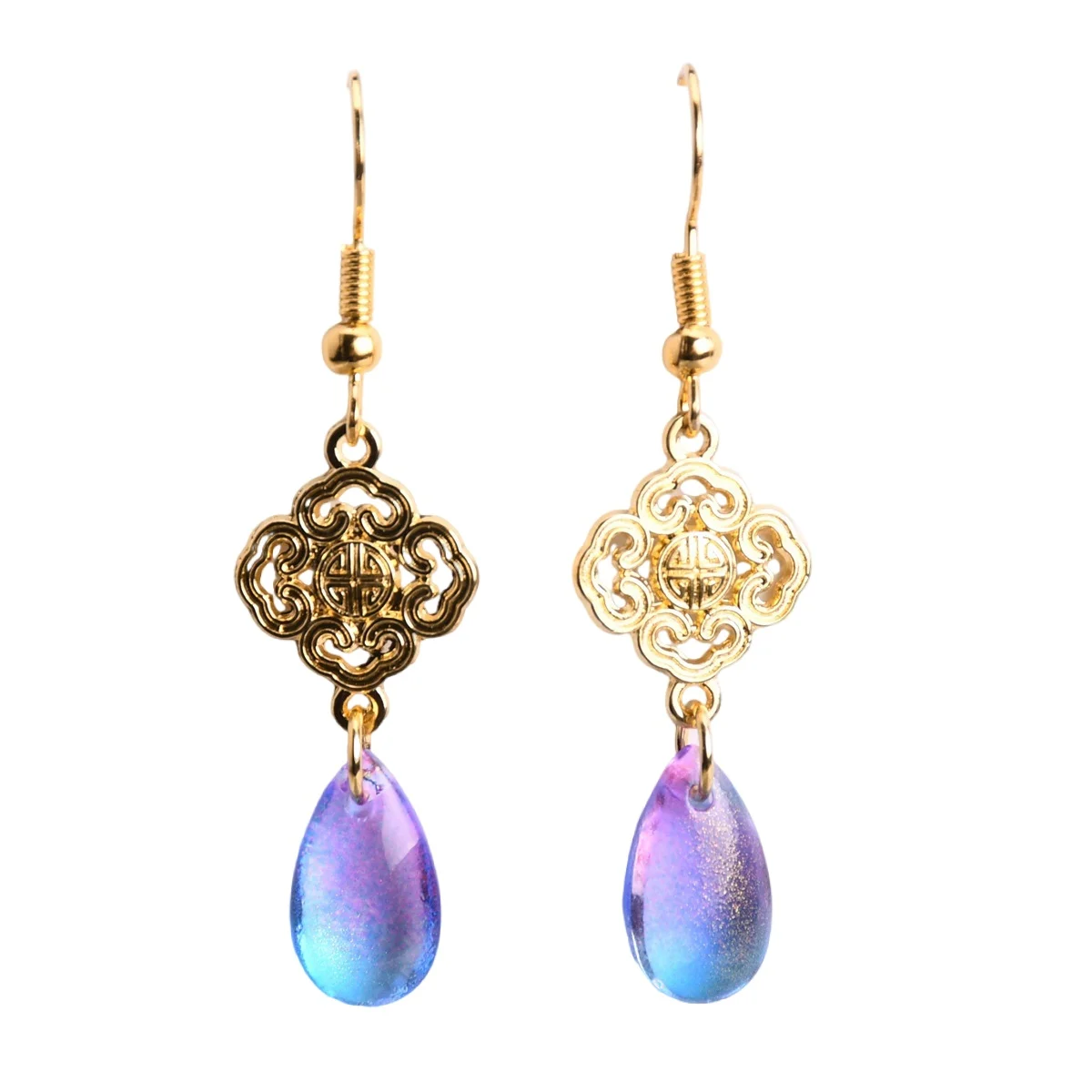 SIANCOLARY Ethnic Auspicious Teardrop Dangle Drop Hook Earrings For Women Jewelry Gift