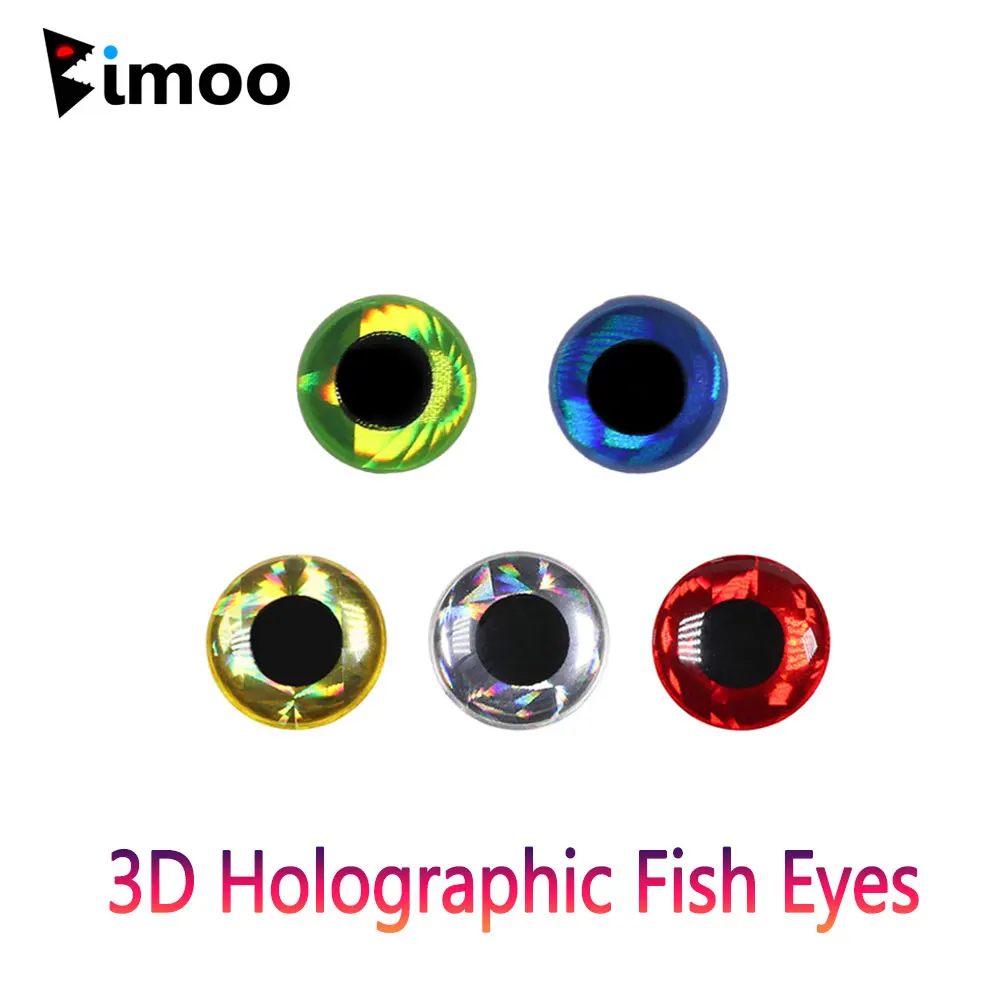 Bimoo 100Pcs 3D Holographic Fish Eyes Saltwater Streamer Mosche Legando Materiale Jigs Craft Dolls Eyes Fishing Jig Lure Bait Making