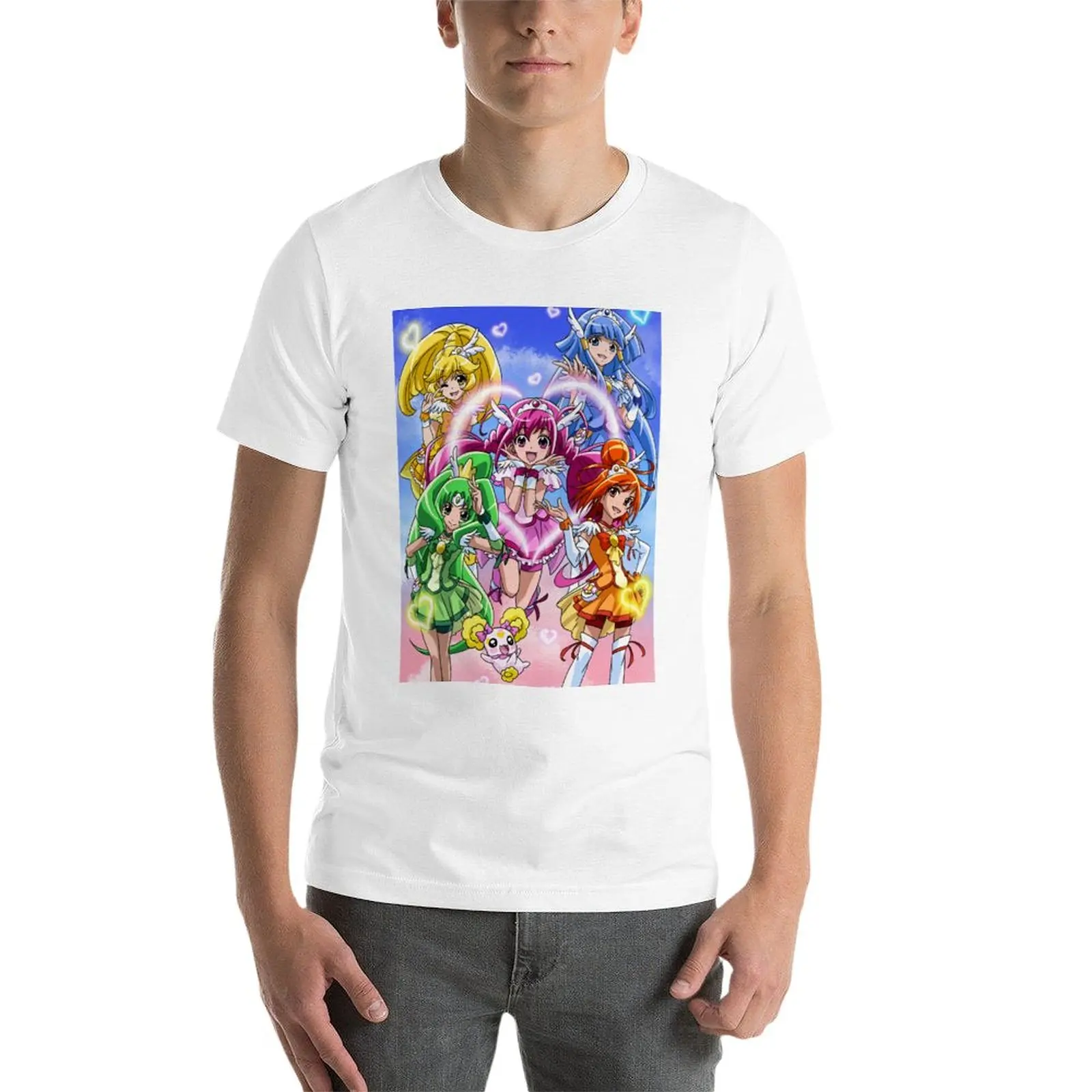 Фото Футболка precure smile, летние топы для мальчиков, белая Простая мужская футболка с индивидуальным дизайном №3