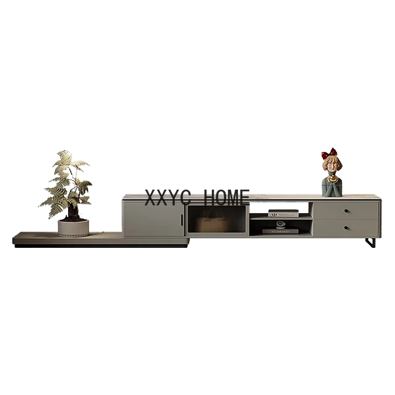 

Light Luxury Stone Plate Retractable TV Cabinet and Tea Table Combination Modern Simple Home Living Room Floor Cabinet