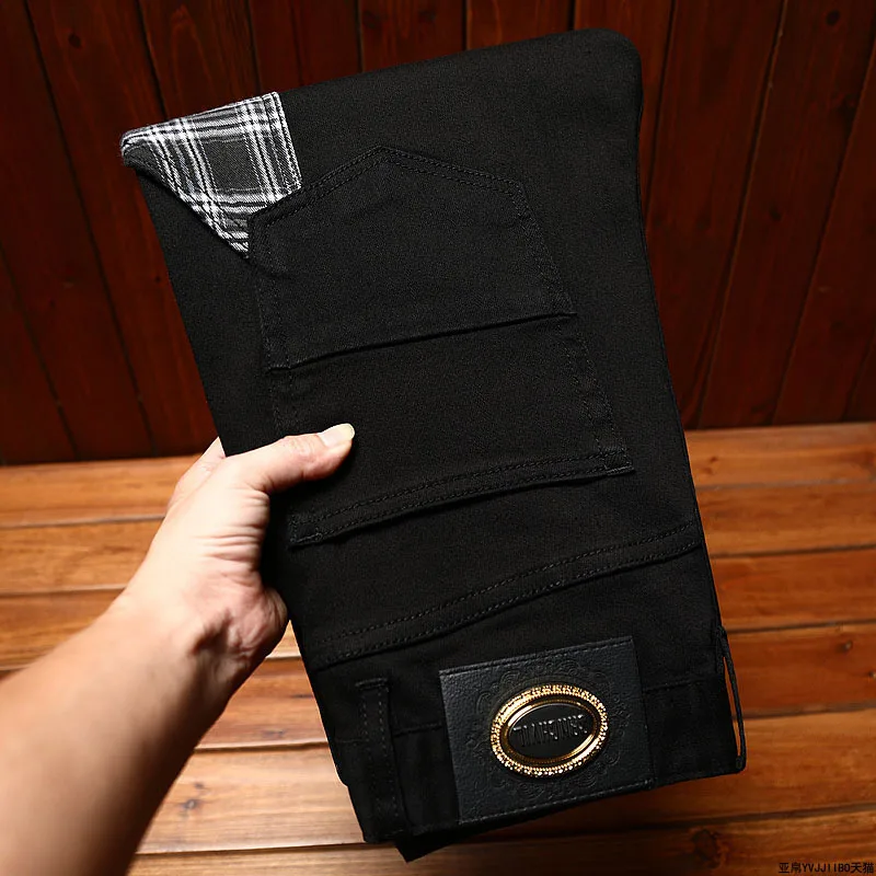 New Color Contrast Men'S Jeans Men Slim Fashion Brand Black High-End Youth Trend Elastic Korean Version Of Small Feet Denim Pant