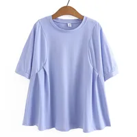 4XL Summer Plus Size Basic T-Shirt Women 2023 Spring Fold O-Neck Tees Sweet Half Sleeve Bottoming Tops Oversized Curve Clothes