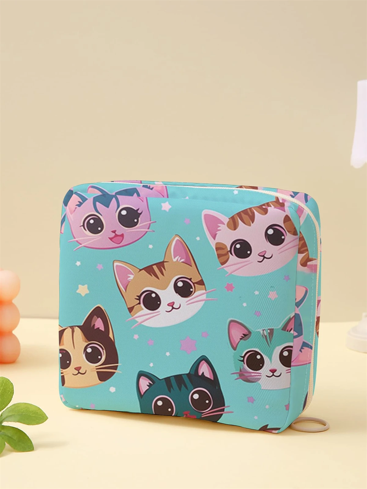 Girl and dog printed sanitary napkin storage bag, women's lightweight tissue bag, sanitary tissue bag