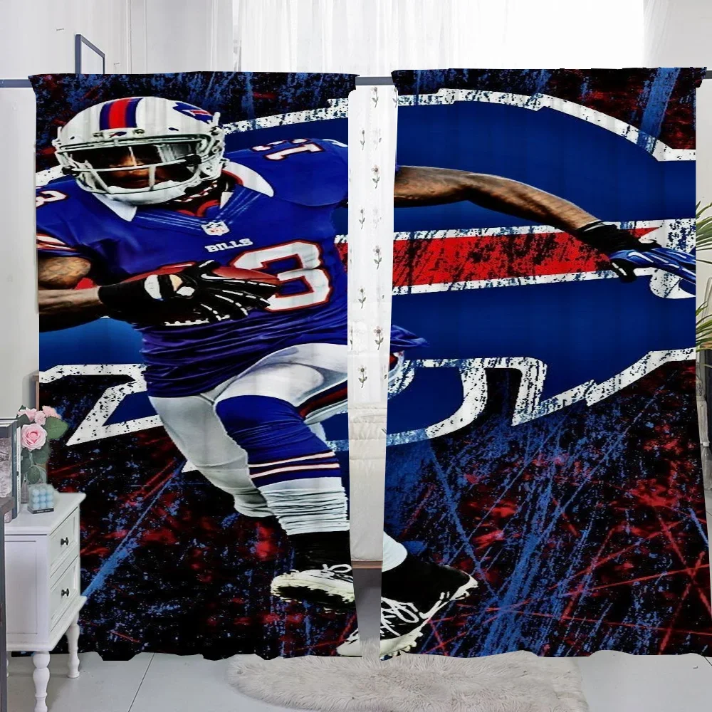 Window Kitchen Curtains for Living Room 2 Pieces Blackout Curtains Door Curtain B-buffalo B-bills Bedroom Decoration Partition 4