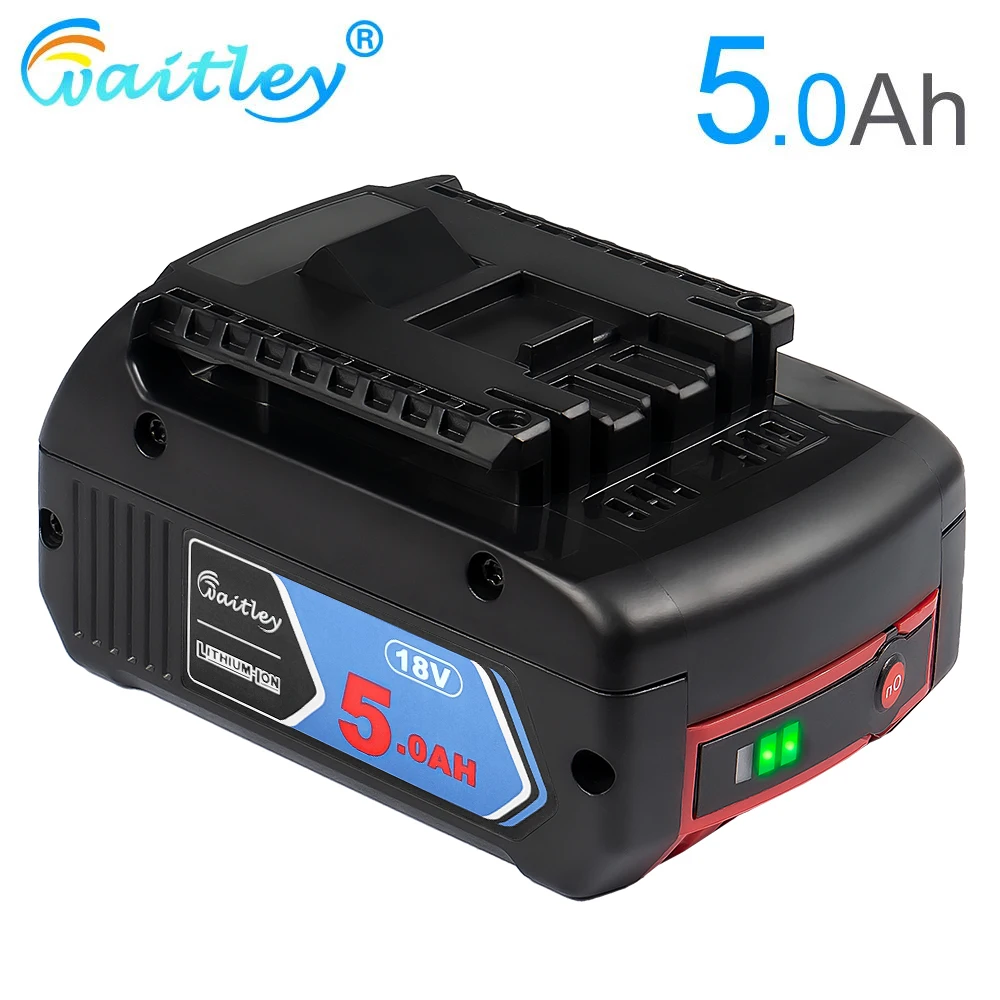 Waitley 18V 5000mah Rechargeable Li-ion Battery For Bosch 18V Power tool Backup 5.0A Portable Replacement BAT609 Indicator light