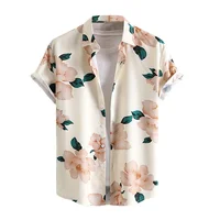Retro Hawaiian Flower Shirt For Men Summer 3d Print Plants Leaves Short Sleeves Button Down Shirts Beach Tops Blouse Clothes 2