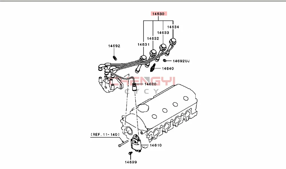 4G64 Lgnition Cable Kit Spark Plug Wire High Voltage Line For Pajero Montero V11V V31W MD334036 MD316127 （2 II 5 Wires）
