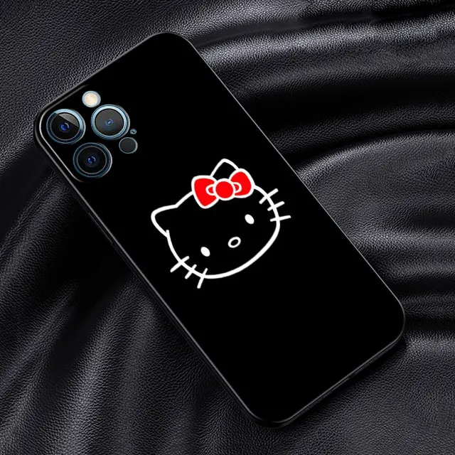 thumbnail image 1 of Funda de silicona negra con calavera rosa para IPhone, carcasa de Hello Kitty Cutes para IPhone 15 14Plus SE 2020 13 12Mini 11 Pro X XS XR Max 7 8, 1 of 5