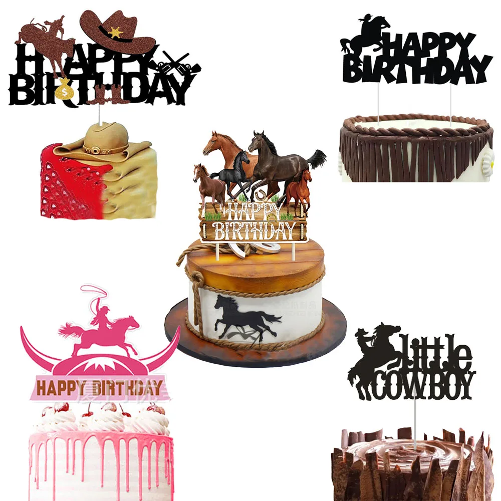 TAXTYHRE 16 Pezzi Decorazioni per Torte Cowboy, Cowboy Cake Toppers, Decorazioni Compleanno West, Topper Torta Compleanno, per Bambini Compleann Decorazione Baby Shower