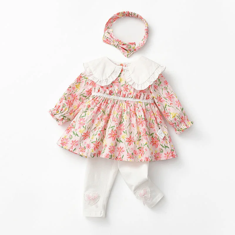 

Newborn Girl Cotton Floral Shirt+Pant 2pcs Infant Toddler Lace Long sleeve pants Suit Summer Autumn Baby Clothes 6M-3Y