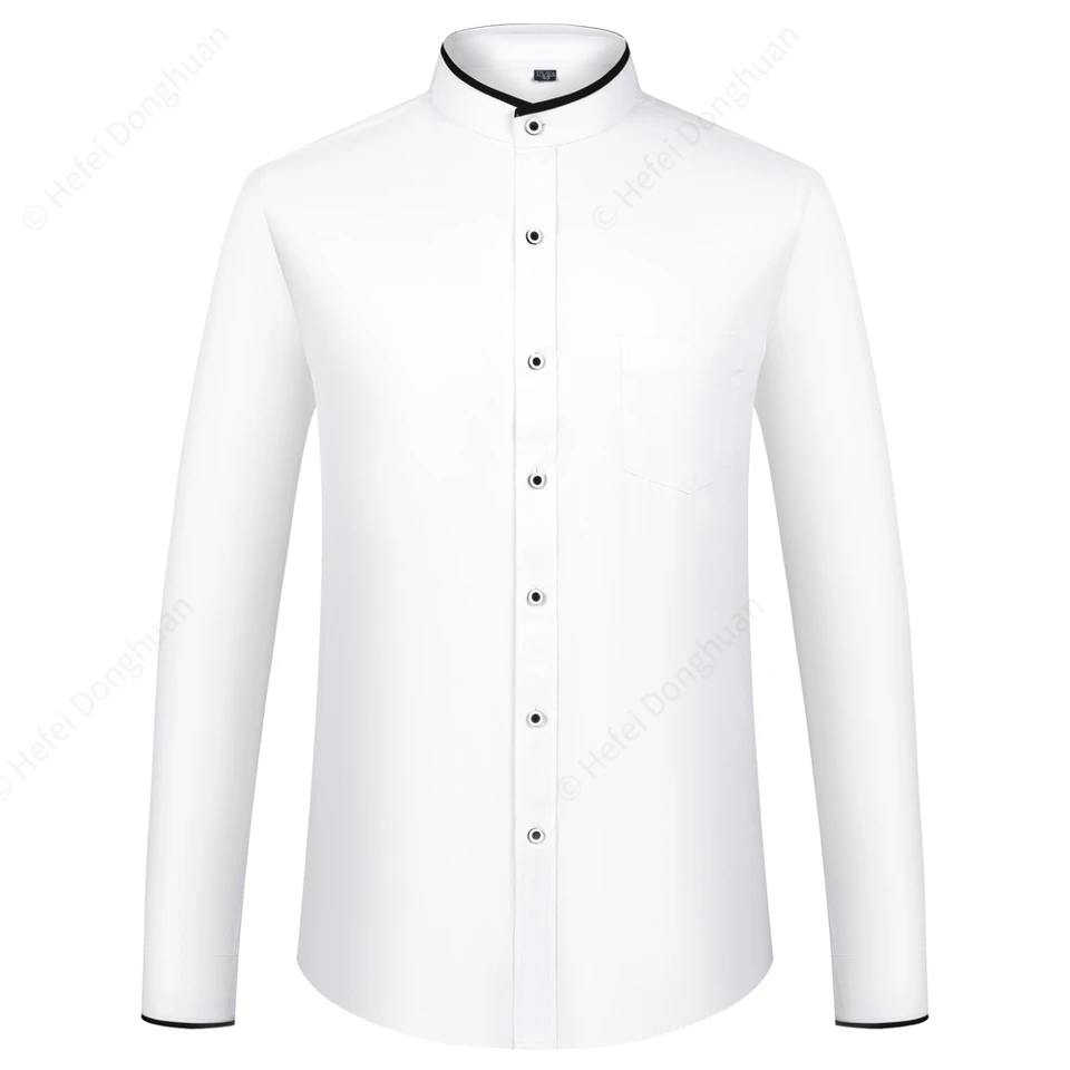 Camicia da uomo a maniche lunghe con colletto alla coreana abbinata ai colori, tasca sul petto, camicie eleganti dalla vestibilà regolare per attivà aziendali  200000343