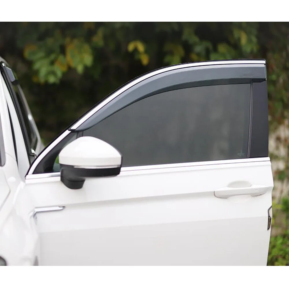 Car Stick Lamp Plastic Window Glass Wind Visor Rain/Sun Guard Vent Frame for Volkswagen VW Tiguan L MK2