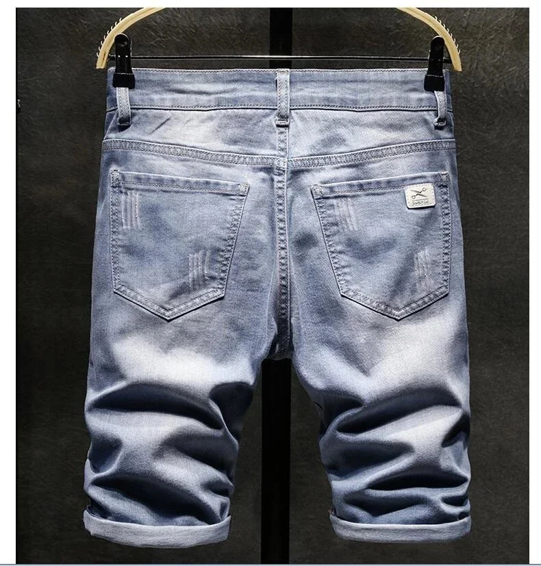 2024 Summer Brand Men's Classic Denim Shorts 98% Cotton Jeans Simple Fashion Youth Straight Loose Casual Shorts