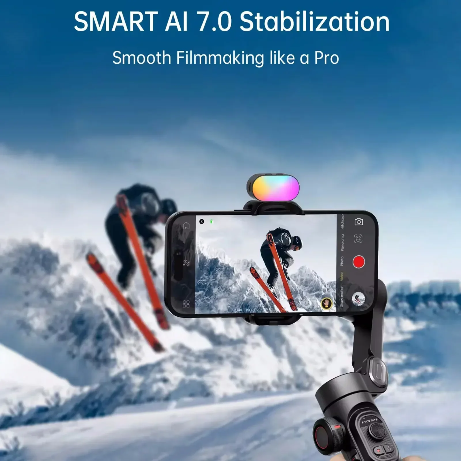 Smart XE Gimbal Stabilizer for Smartphone iPhone Video Recording Magnetic Fill Light 3-Axis Foldable Android Gimble AOCHUAN
