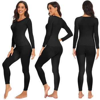 Thermal Underwear Suit for Women Long Johns Ultra-Soft Slim Base Layer Cold Weather Keep Warm Top Bottom Set of 2 3