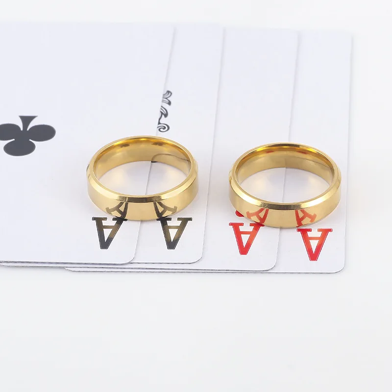 European Poker Magic Mirror Ring, High-Reflective Titanium Steel Band, Stainless Steel Card Trick Accessory 3