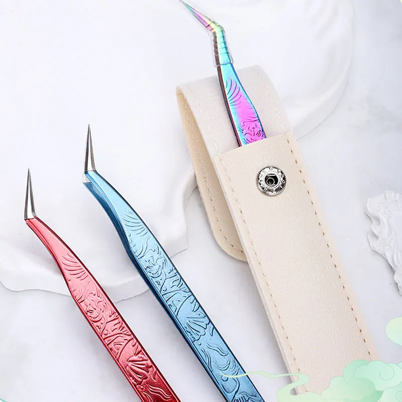 1PC 인조 속눈썹 연장용 핀셋 5가지 색상 볼륨 팬 플라이어 네일 클립 미끄럼 방지 전문 뷰티 메이크업 도구