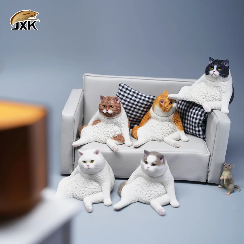JXK 1/6 Cute Funny Animal Figure Fat Lazy Cat Model Toys Adult