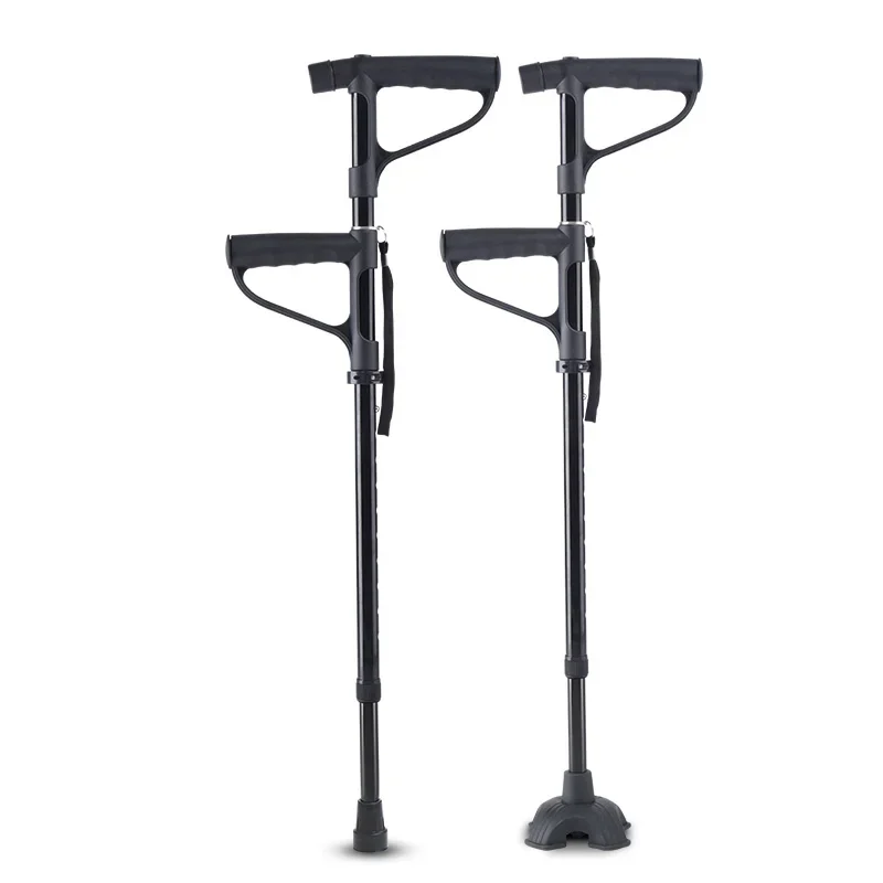 Elderly Walking Cane, Four-Legged Adjustable Stick, Anti-Slip Base with LED Light, Portable Walking Aid for Seniors