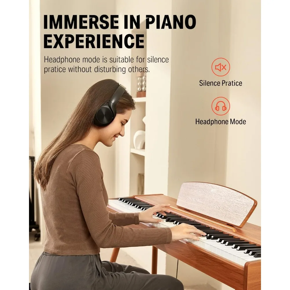 Digital Piano 88 Key Weighted Keyboard,Full-size Electric Piano for Beginners,with Sheet Music Stand, Triple Pedal,Power Adapter
