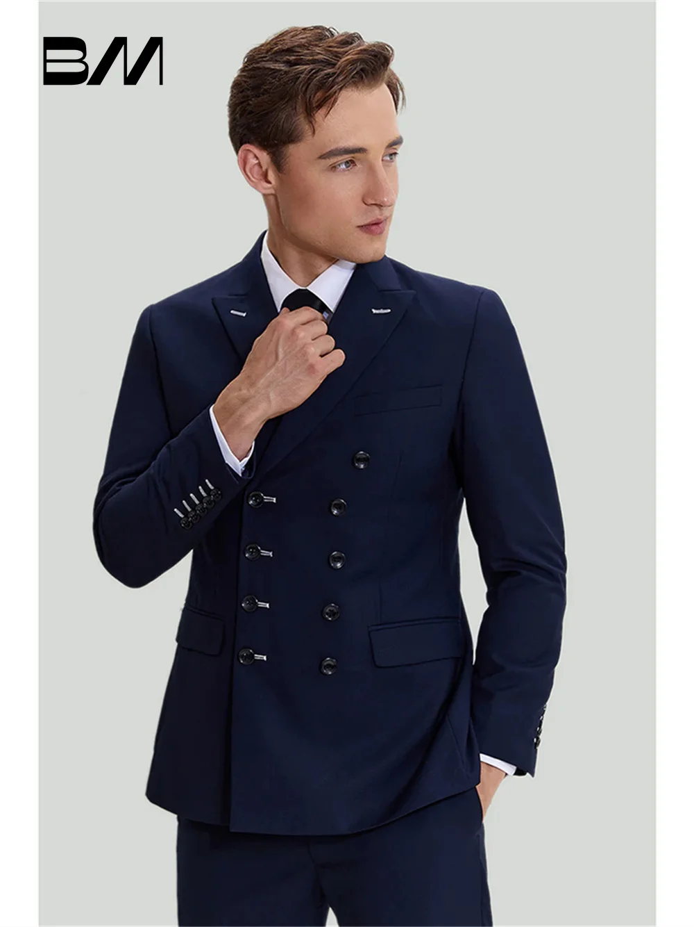 Elegant Double Button Men Suits Peak Lapel Groom Tuxedos Groomsmen Wedding Suit Prom Blazer 2 Pieces Prom Jacket Pants