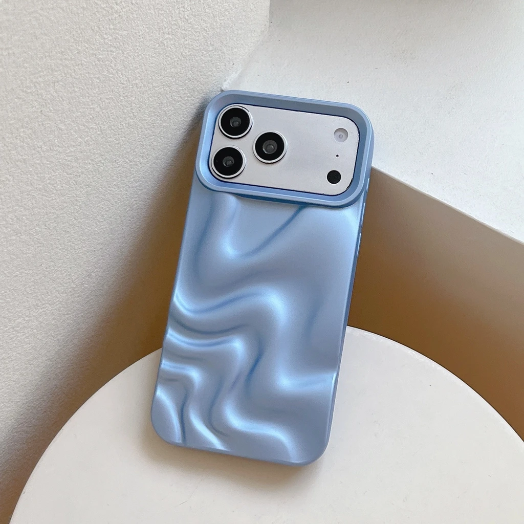 Premium Minimalist Matte 3D Water Ripple Pattern Phone Case