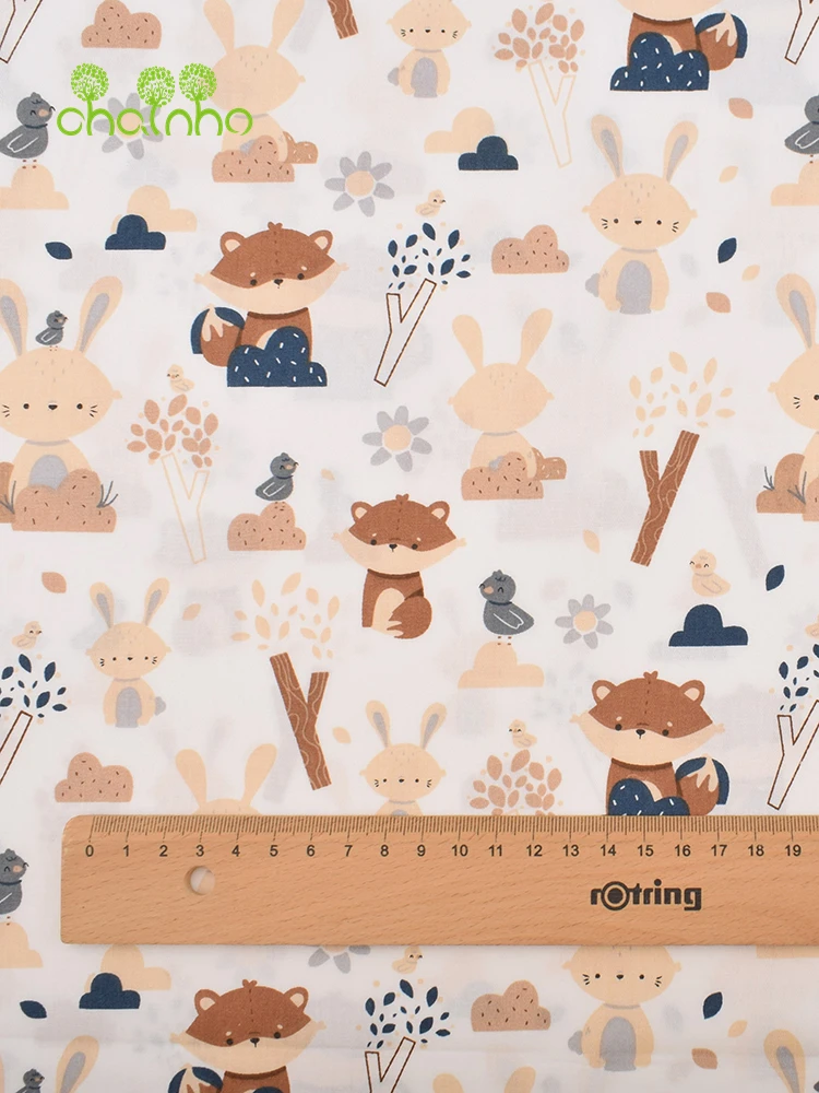 Chainho,Printed Twill Weave Cotton Fabric,DIY Quilting Sewing Material,Home Handmade Textile,Patchwork Cloth,Cartoon Series,25C7