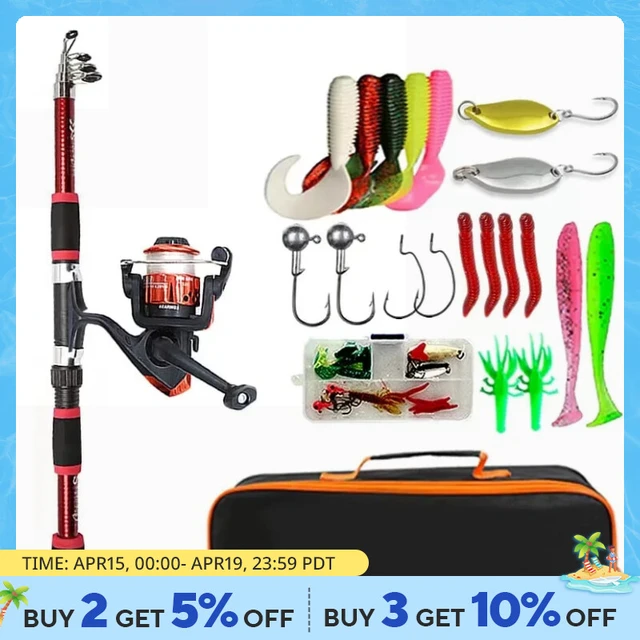 Kids Fishing Pole Set Full Kits with Telescopic Fishing Rod and Spinning  Reel Baits Hooks Saltwater Travel Pole Rod Combo Sets - AliExpress