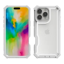 Rugged Hybrid Transparent Shockproof Armor Case with Silicone Back and Hard PC Frame - iPhone 17 Pro (GRAY)