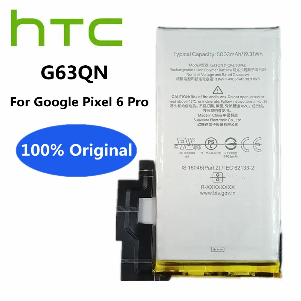 

100% Original G63QN 5003mAh Battery For HTC Google Pixel 6 Pro Pixel 6Pro Smart Cell Phone Battery Batteries Bateria +Tools Kits