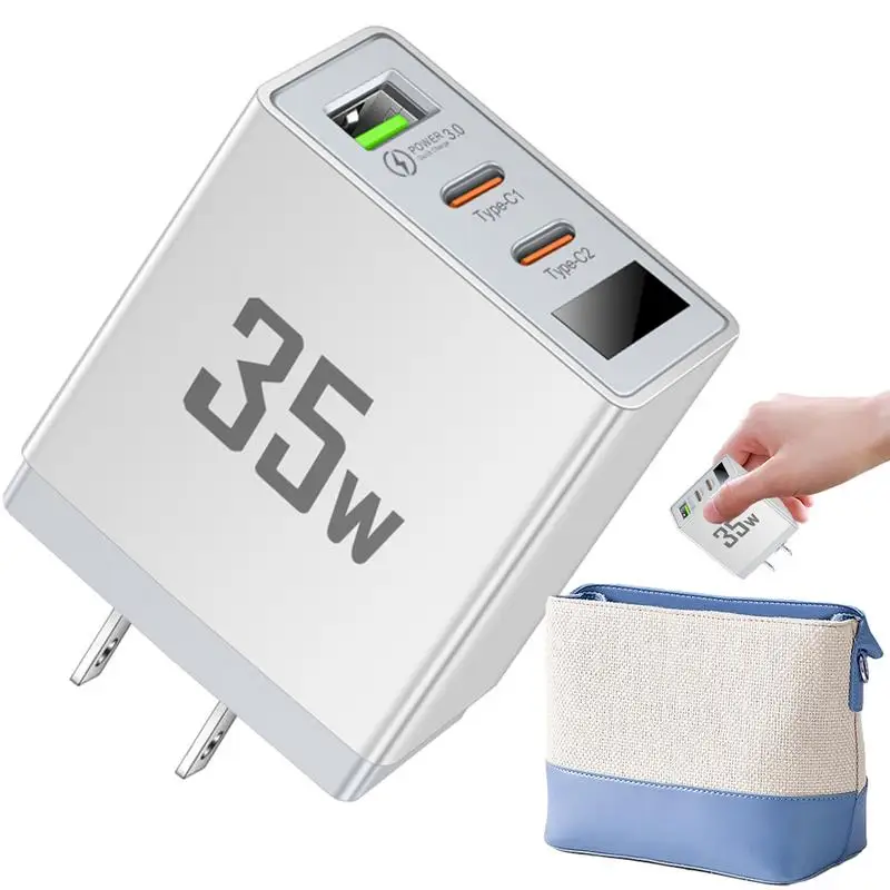 

35W 1USB 2 Type C Smart Multi Interface Powerful USB And C Charger 3 Ports USB C Charging Hub Block Travel Adapter For Travel