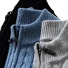 Autumn Winter Men's Cashmere Sweater Classic Comfortable Fit Twisted Cashmere Knitted Half Zip Stand Collar 6