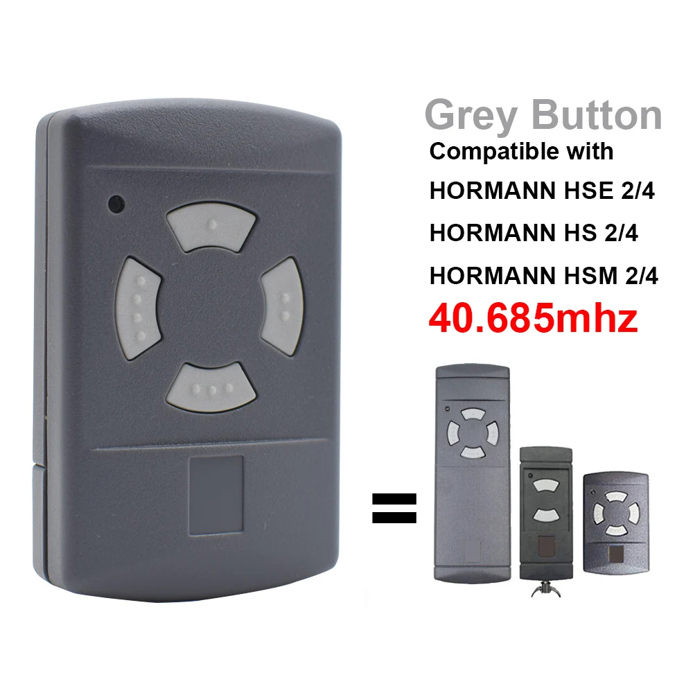 40 685MHz HORMANN HSE2 HSE4 HSM2 HSM4 HS2 HS4 Remote Control Gate Grey Button 40.685 Garage Door Opener 40MHz