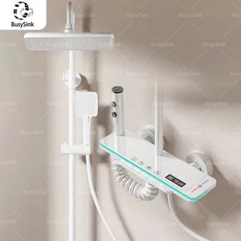 ชุดฝักบัวระบบดิจิตอลอัจฉริยะพร้อมจอแสดงผล  พร้อมเอฟเฟกต์แสงไฟสร้างบรรยากาศ  แบบกดปุ่มคล้ายคีย์เปียโน  ระบบฉีดน้ำแรงดันสูง สำหรับใช้ในบ้าน 1