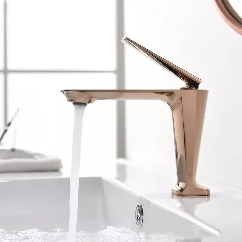Brushed Gold Bathroom Faucet Rose Gold Basin Hot and Cold Black Sink Deck Mounted Toilet Mixer Water Tap