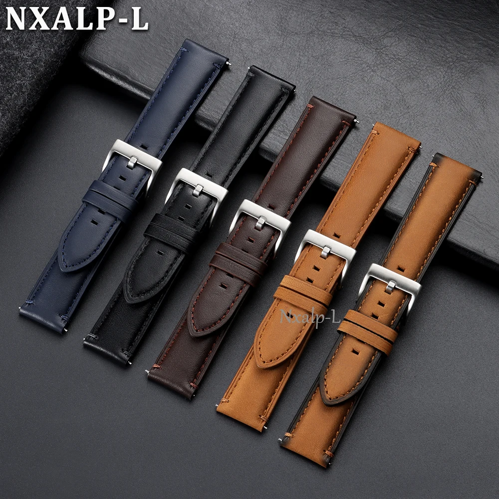 Vintage Cowhide Leather Quick Release Watch Strap - Business Style Bracelet