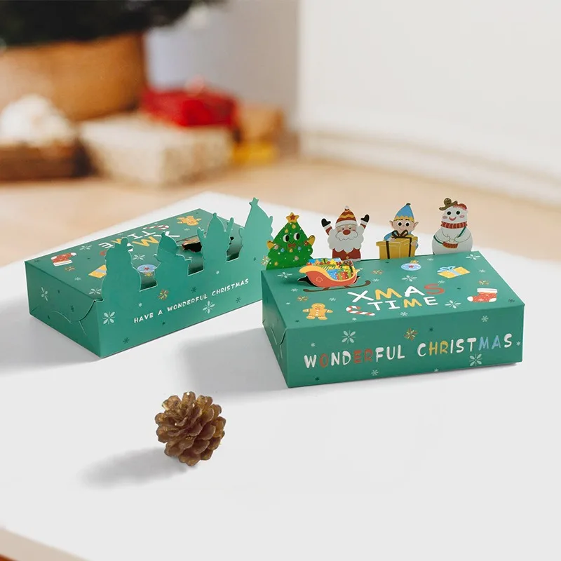 10pc Christmas Cute Animal 3D Party Gift Boxes - Convenient Practical Holiday Candy Folding Gift Wrapping Paper for Home Decor