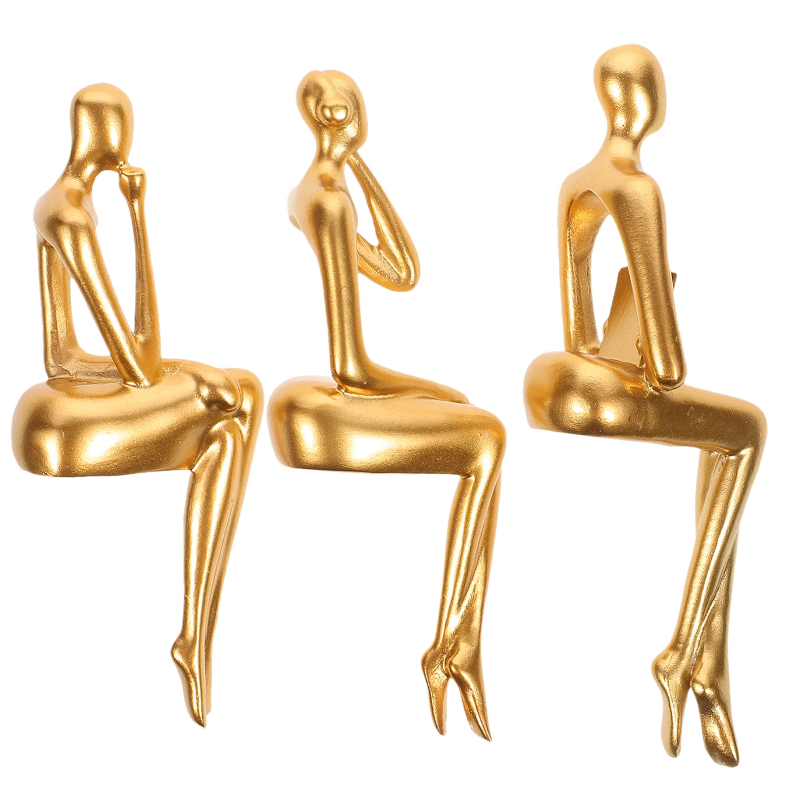 

3pcs Thinker Sculpture Modern Decorative Object Abstract Statue Resin Ornament Figurine