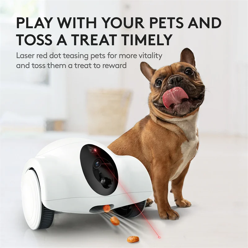 LMZOE-Câmera Pet para Cão e Gato, Dispensador De Alimentador De Animais De Estimação, 1080P HD, Full House, Robô Móvel, Áudio Bidirecional, WiFi, Brinquedo Interativo Inteligente