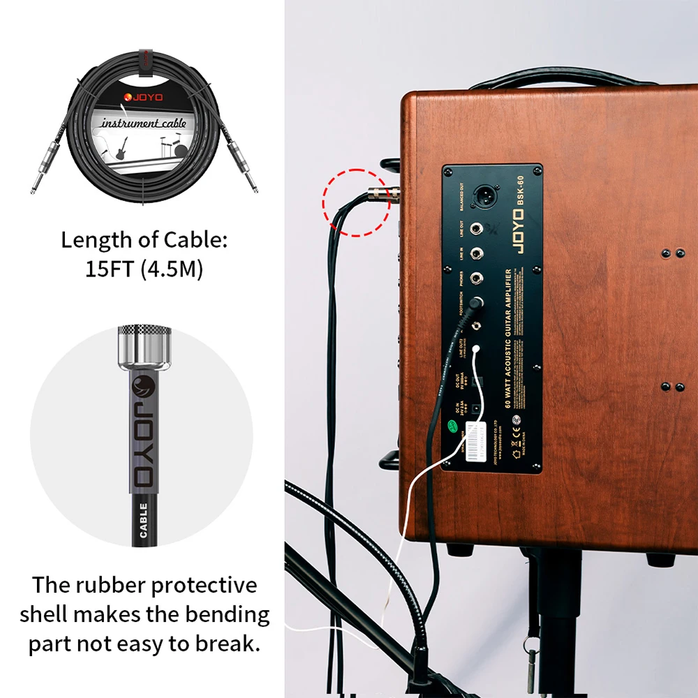 CM-04 Guitar Cable High Pure Copper Conductor Soft Flexibale PVC Jacket Straight