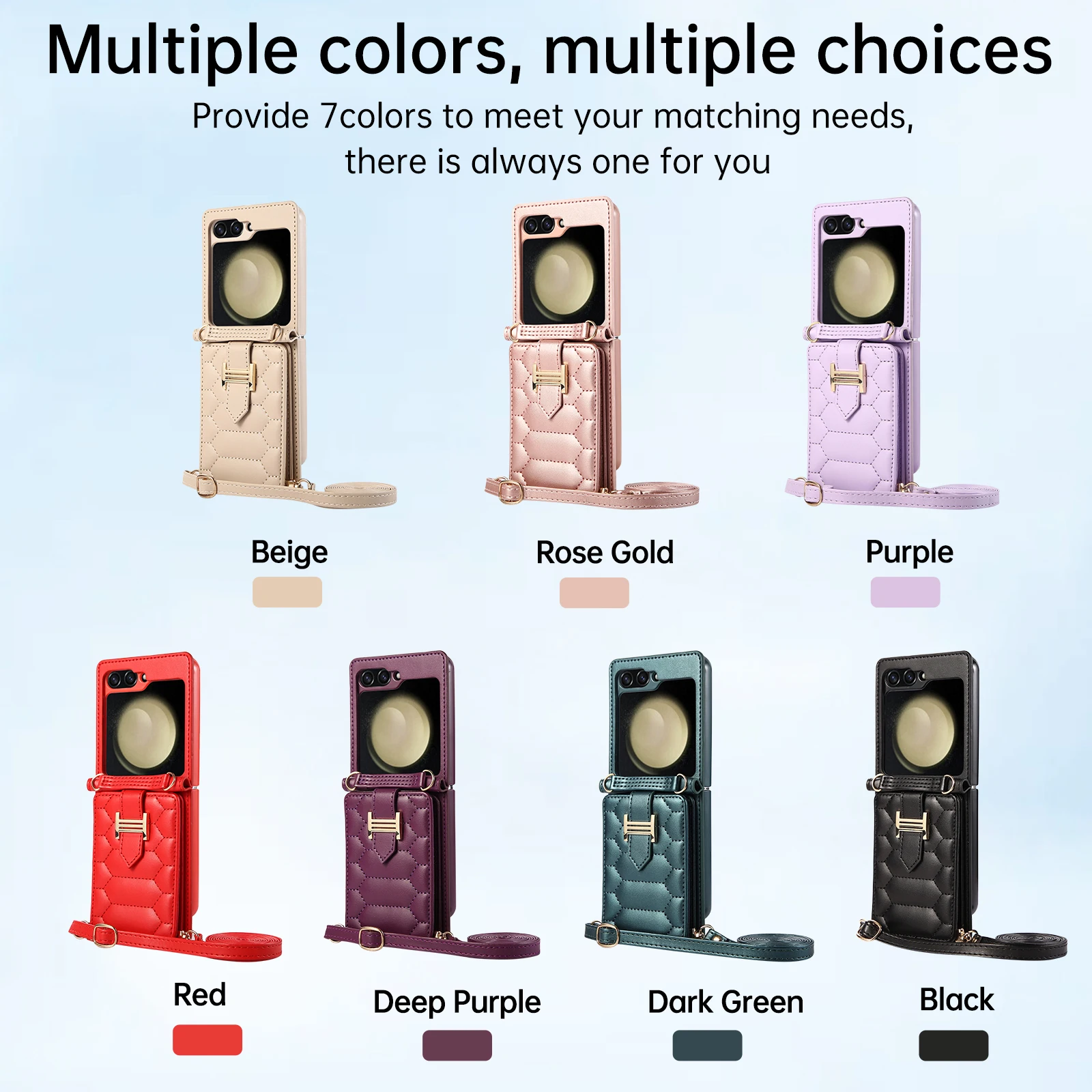 

Lanyard Crossbody Wallet Phone Case For Samsung Galaxy Z Flip 5 Flip4 Flip 3 RFID Blocking Organ Card Slot Lattice Leather Cover