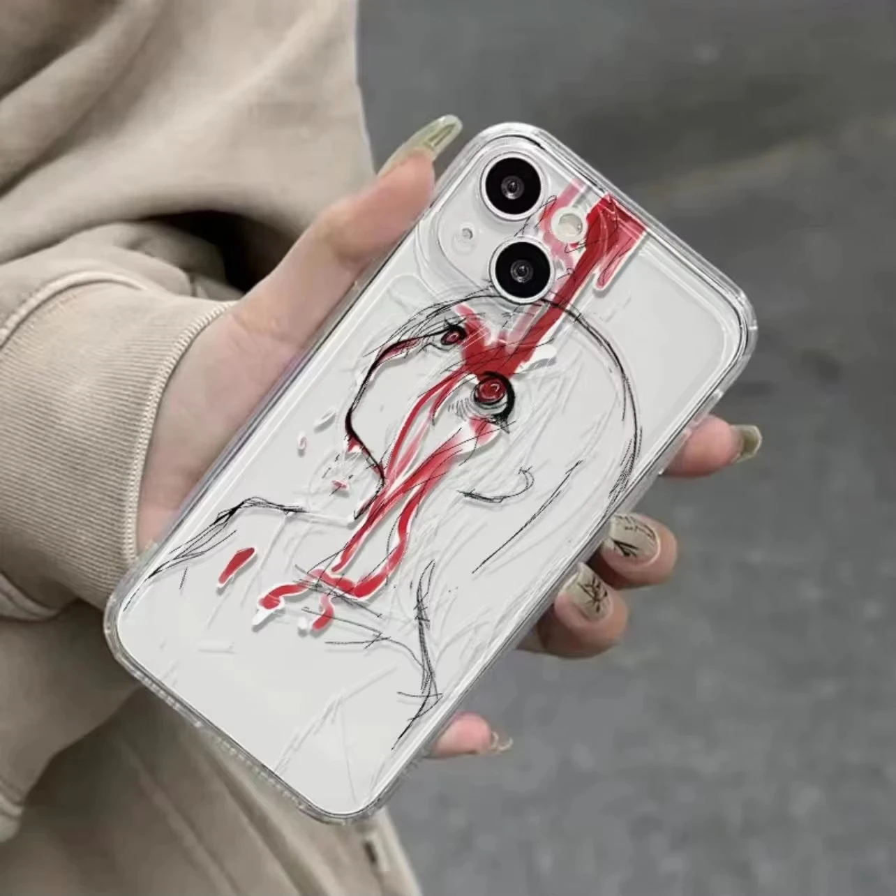 Japanese Punk Anime Girl Clear Phone Case - Artistic Bumper Cover