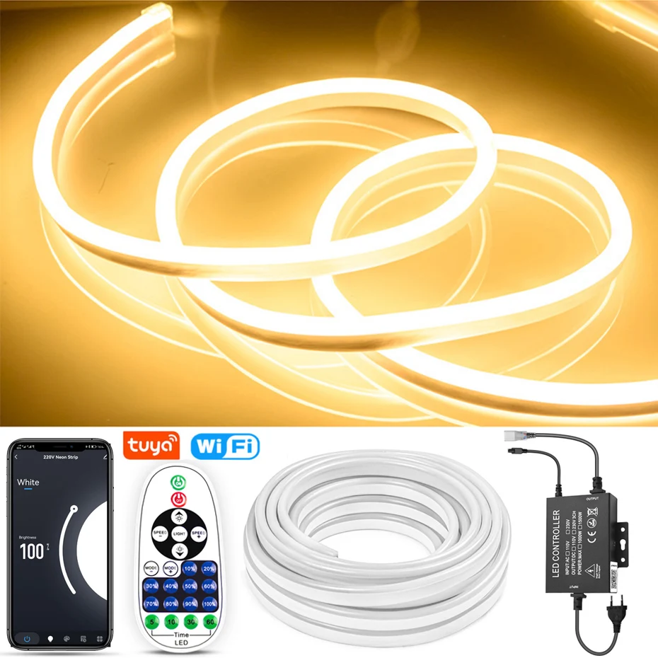 

Светодиодные неоновые лампы с лампами 220V 120LED / M гибкие с водонепроницаемым регулируемым светом IP67 Неоновые лампы с наружным освещением сада