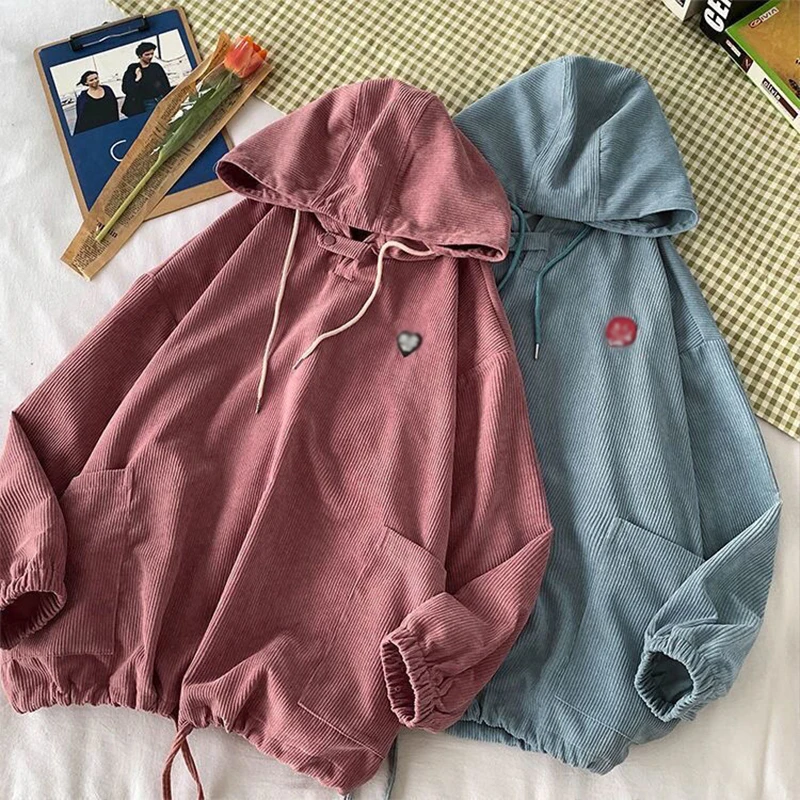 

Men's and Women's Corduroy Sweater 2022 New Spring and Autumn Fashion Multicolor Hooded Jacket Loose Top