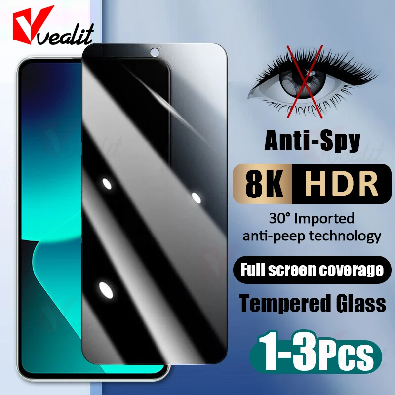 

1-3Pcs Privacy Screen Protector For Xiaomi 13T 12T 11T 10T 9T Anti-spy Film Mi 13 12 Lite Black Shark 5 RS 4 Pro Tempered Glass