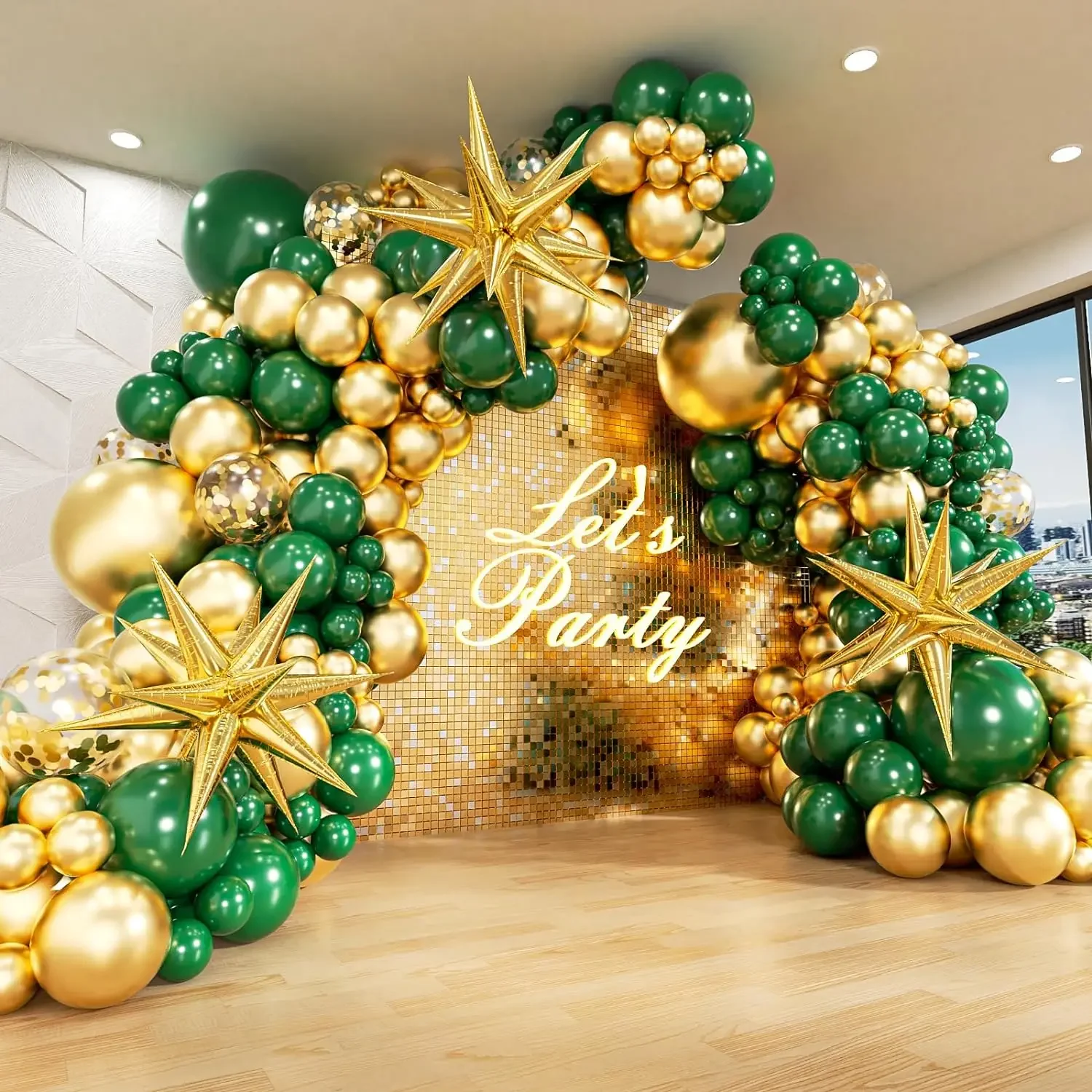 White and Gold Balloons Garland Arch Kit with Starburst Foil Balloon for Wedding Anniversary Birthday Party Decorations Supplie party arch set,wedding arch set,balloon arch kit
